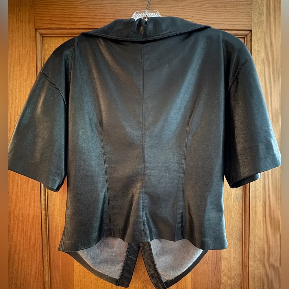 NANUSHKA Black Thora Short Sleeve Vegan
Leather Shirt Top - Picture 6 of 8